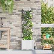 vidaXL Trädgårdsplanterare med trellis Vit 40 x 40 x 143 cm PP