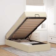 vidaXL Ottoman sängram med madrass gräddvit 80x200 cm tyg