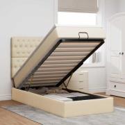 vidaXL Ottoman sängram med madrass gräddvit 80x200 cm tyg