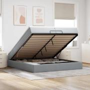 vidaXL Ottoman sängram med madrasser ljusgrå 200x200 cm tyg