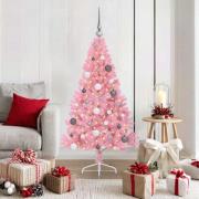 vidaXL Konstgjord Förbelyst Julgran med 150 LED-lampor Rosa 150 cm PVC
