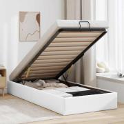 vidaXL Ottoman sängram utan madrass vit 90x190 cm konstläder