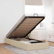vidaXL Ottoman sängram utan madrass gräddvit 90x190 cm tyg