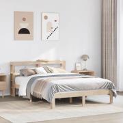vidaXL Sängram med huvudgavel 140x190 cm massiv furu