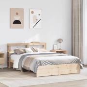 vidaXL Sängram med huvudgavel 140x190 cm massiv furu