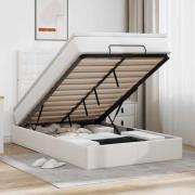 vidaXL Ottoman sängram med madrass vit 120x200 cm konstläder