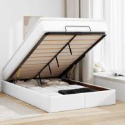 vidaXL Ottoman sängram med madrass vit 120x200 cm konstläder