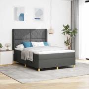 vidaXL Bäddfjäder med madrass med LED -remsljus Grå 140 x 190 cm tyg