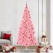 vidaXL Julgran med 300 LED-lampor med stativ Rosa 240 cm PVC