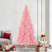 vidaXL Julgran med 300 LED-lampor med stativ Rosa 240 cm PVC