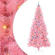 vidaXL Julgran med 300 LED-lampor med stativ Rosa 240 cm PVC