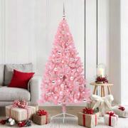 vidaXL Konstgjord Förbelyst Julgran med 300 LED-lampor Rosa 180 cm PVC