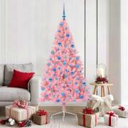 vidaXL Konstgjord Förbelyst Julgran med 300 LED-lampor Rosa 180 cm PVC