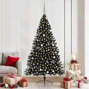 vidaXL Konstgjord Förbelyst Julgran Svart 210 cm PVC