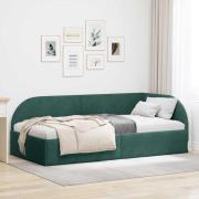 vidaXL Hörn Sängram med huvudgavel Mörkgrön 90 cm x 190 cm Sammet