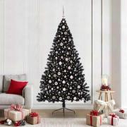 vidaXL Konstgjord Förbelyst Julgran Svart 210 cm PVC