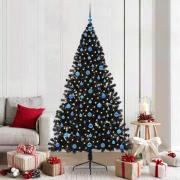 vidaXL Konstgjord förbelyst julgran Svart 210 cm PVC