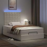 vidaXL Ottoman sängram med madrass vit 120x190 cm konstläder