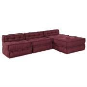 vidaXL Modulär soffa 4 pcs Bordeaux 70 x 70 x 56 cm tyg