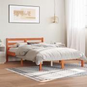 vidaXL Sängram utan madrass vaxbrun 150x200 cm massiv furu