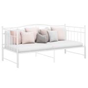 vidaXL Utdragbar sängram bäddsoffa vit metall 90x200 cm