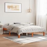 vidaXL Sängram utan madrass vaxbrun 135x190 cm massiv furu