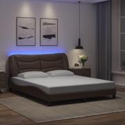 vidaXL Bed Frame with LED without Mattress "Hvar" Brown 160x200 cm