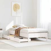 vidaXL Sängram utan madrass vit 90x200 cm massiv furu