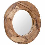 vidaXL Prydnadsspegel teak 80 cm rund