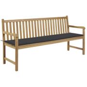 vidaXL Trädgårdsbänk med antracit dyna 175 cm massiv teak
