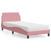 vidaXL Bed with Mattress "Dover" Pink 90x190 cm Velvet