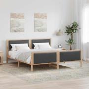 vidaXL Sängram med huvudgavel Mörkgrå 200 x 200 cm tyg