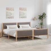 vidaXL Sängram med huvudgavel Brun och taupe 200 x 200 cm Massiv furu