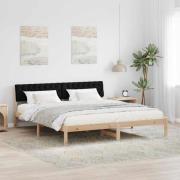 vidaXL Sängram med huvudgavel Brun och svart 180 x 200 cm Massiv furu
