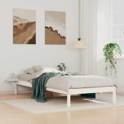 vidaXL Sängram med sidobord Vit 90 x 220 cm Massiv furu