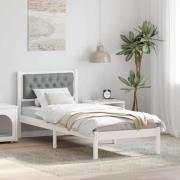 vidaXL Sängram med huvudgavel Ljusgrå 75 x 190 cm Massiv furu