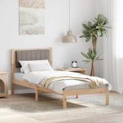 vidaXL Sängram med Klädd Huvudgavel Taupe 75 x 190 cm Massiv furu