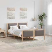 vidaXL Sängram med huvudgavel Taupe 135 x 190 cm tyg
