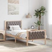 vidaXL Sängram med huvudgavel Taupe 75 x 190 cm Massiv furu