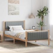 vidaXL Sängram Brun och ljusgrå 100 x 200 cm Massiv furu