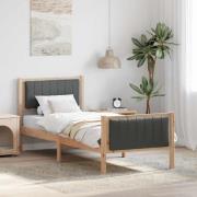 vidaXL Sängram med huvudgavel brun och mörkgrå 75 x 190 cm Massiv furu