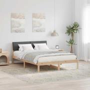 vidaXL Sängram brun och mörkgrå 140 x 200 cm Massiv furu