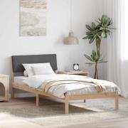 vidaXL Sängram med huvudgavel brun och mörkgrå 90 x 200 cm Massiv furu