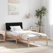 vidaXL Sängram med huvudgavel Brun och svart 75 x 190 cm Massiv furu