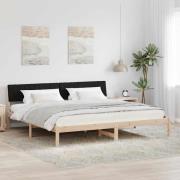 vidaXL Sängram med huvudgavel Brun och svart 160 x 200 cm Massiv furu