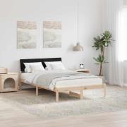 vidaXL Sängram med huvudgavel Brun och svart 120 x 200 cm Massiv furu