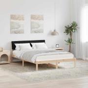 vidaXL Sängram med huvudgavel Brun och svart 135 x 190 cm Massiv furu