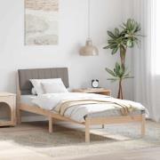 vidaXL Sängram med huvudgavel Brun och taupe 80 x 200 cm Massiv furu
