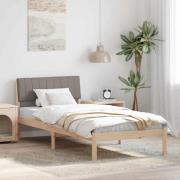 vidaXL Sängram med huvudgavel Brun och taupe 90 x 190 cm Massiv furu