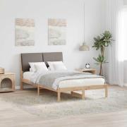 vidaXL Sängram med huvudgavel Brun och taupe 120 x 200 cm Massiv furu